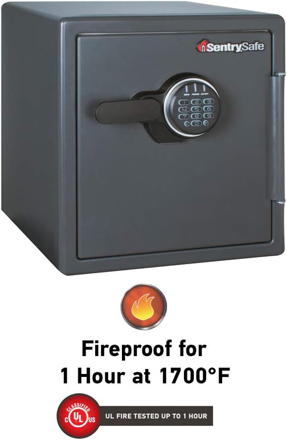 SentrySafe Fireproof Steel Home Safe with Digital Keypad Lock, Secure Valuables, Jewelry and Documents, 1.19 Cubic Feet, 17.8 x 16.3 x 19.3 inches, SF123ES - Retail $239