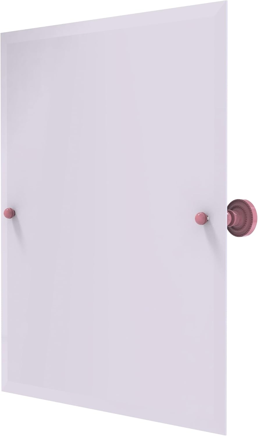 Allied Brass DT-92-PNK Frameless Rectangular Tilt Mirror with Beveled Edge, Pink - Retail $49