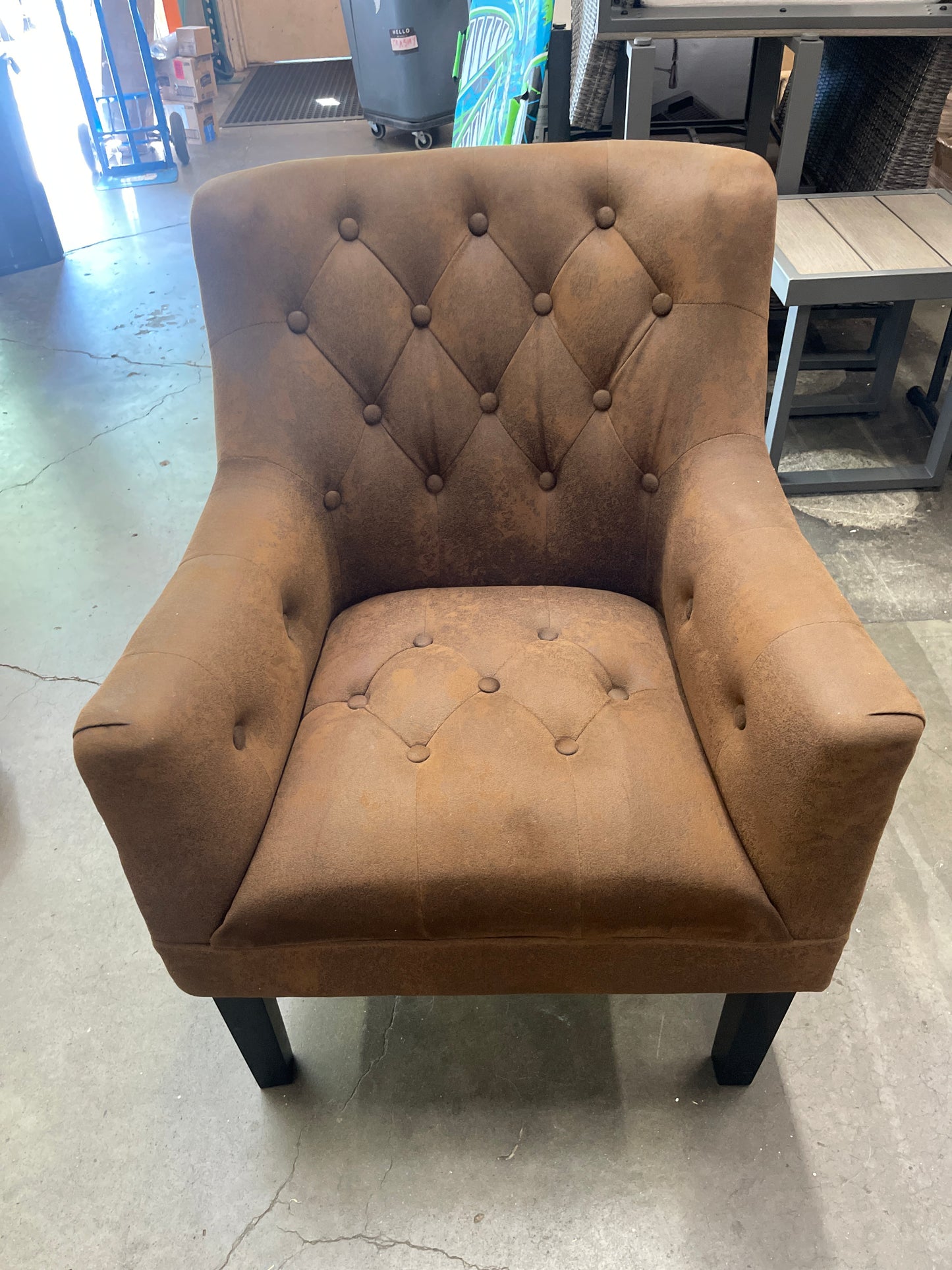 Signature Design by Ashley Drakelle Faux Leather Distressed Tufted Accent Chair, Brown - Retail $239