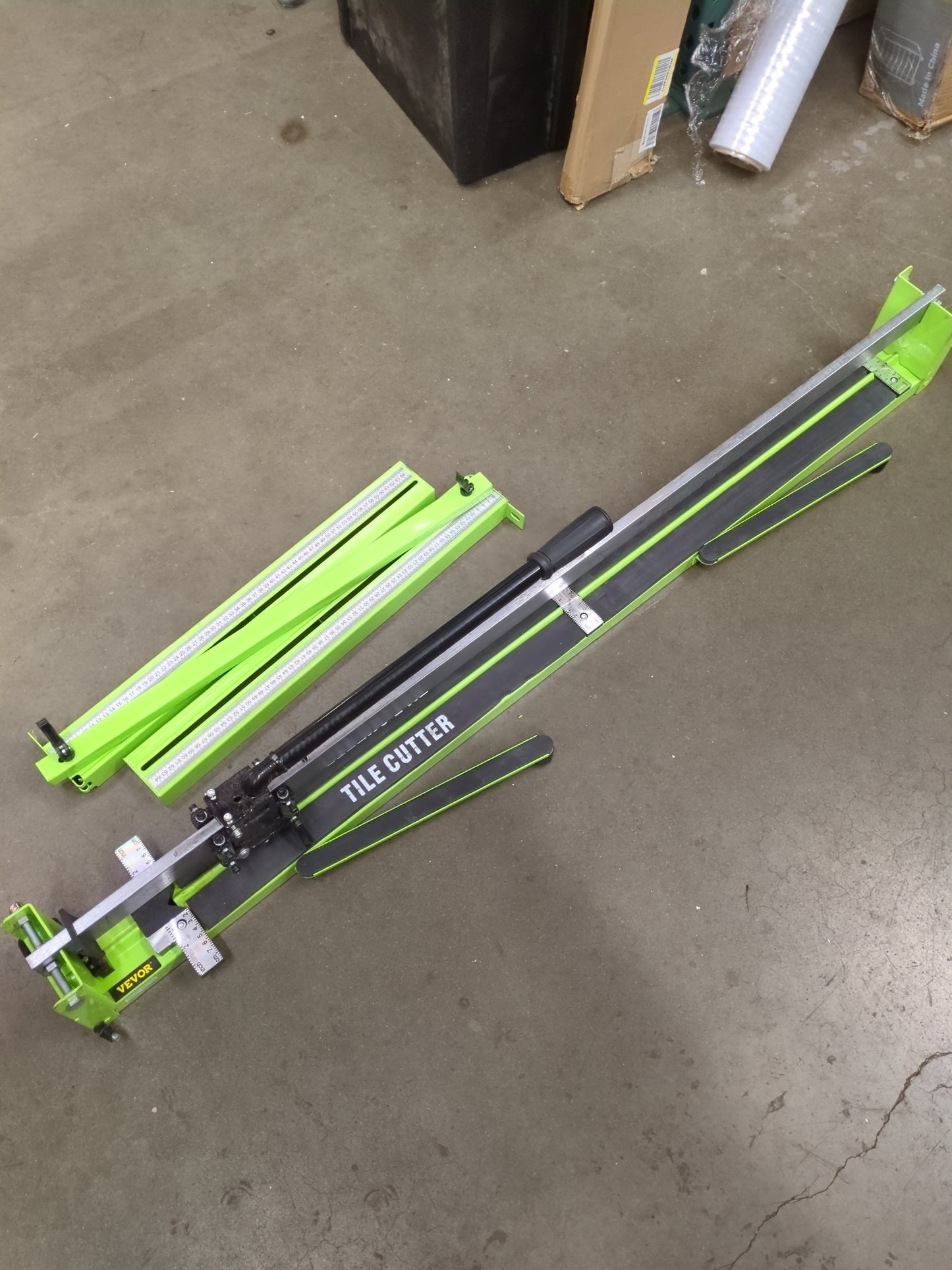 NEW w/ minor dmg: VEVOR Tile Cutter 48 Inch, Manual Tile Cutter All-Steel Frame,Tile Cutting Machine w/Laser Guide and Bonus Spare Cutter,Tile Cutter Hand Tool for Precision Cutting Porcelain Ceramic Floor Tiles - Retail $120