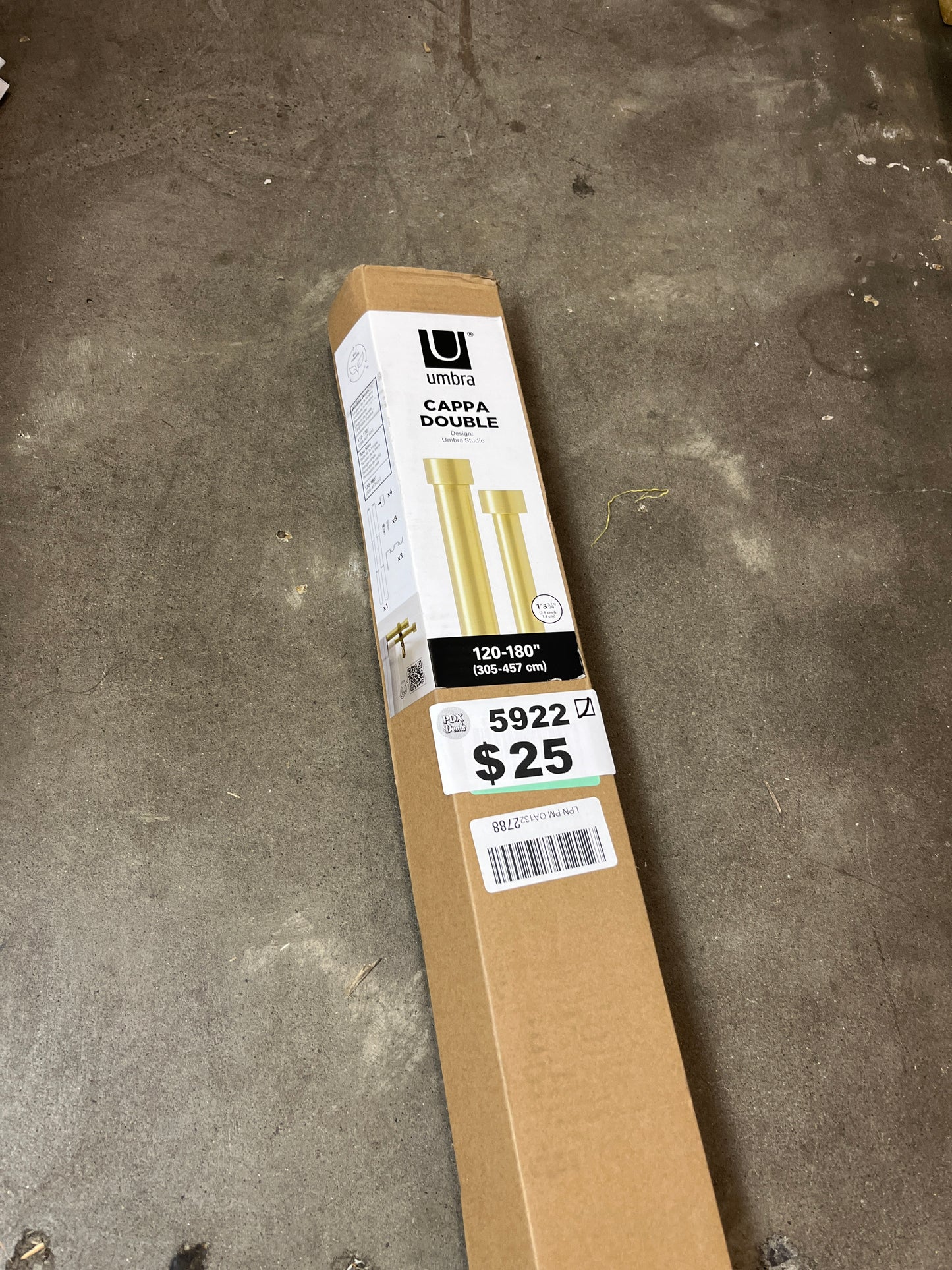 Umbra Cappa Double Curtain Rod (120-180-Inch, Brass) - Retail $45