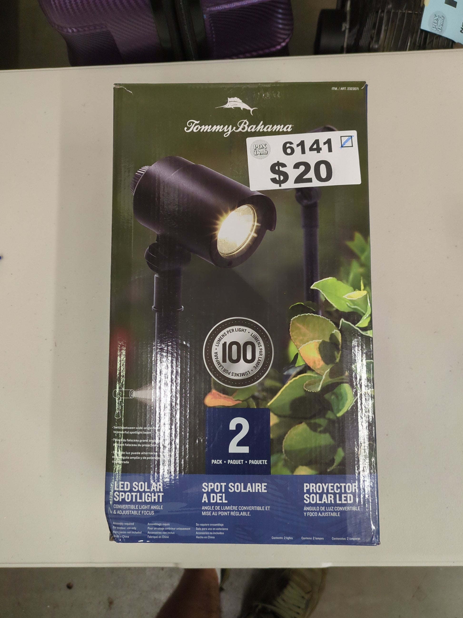 Tommy Bahama Smart Focus 100/60 Lumen Spot Light with Remote Solar Panel, 2-pack - Retail $36