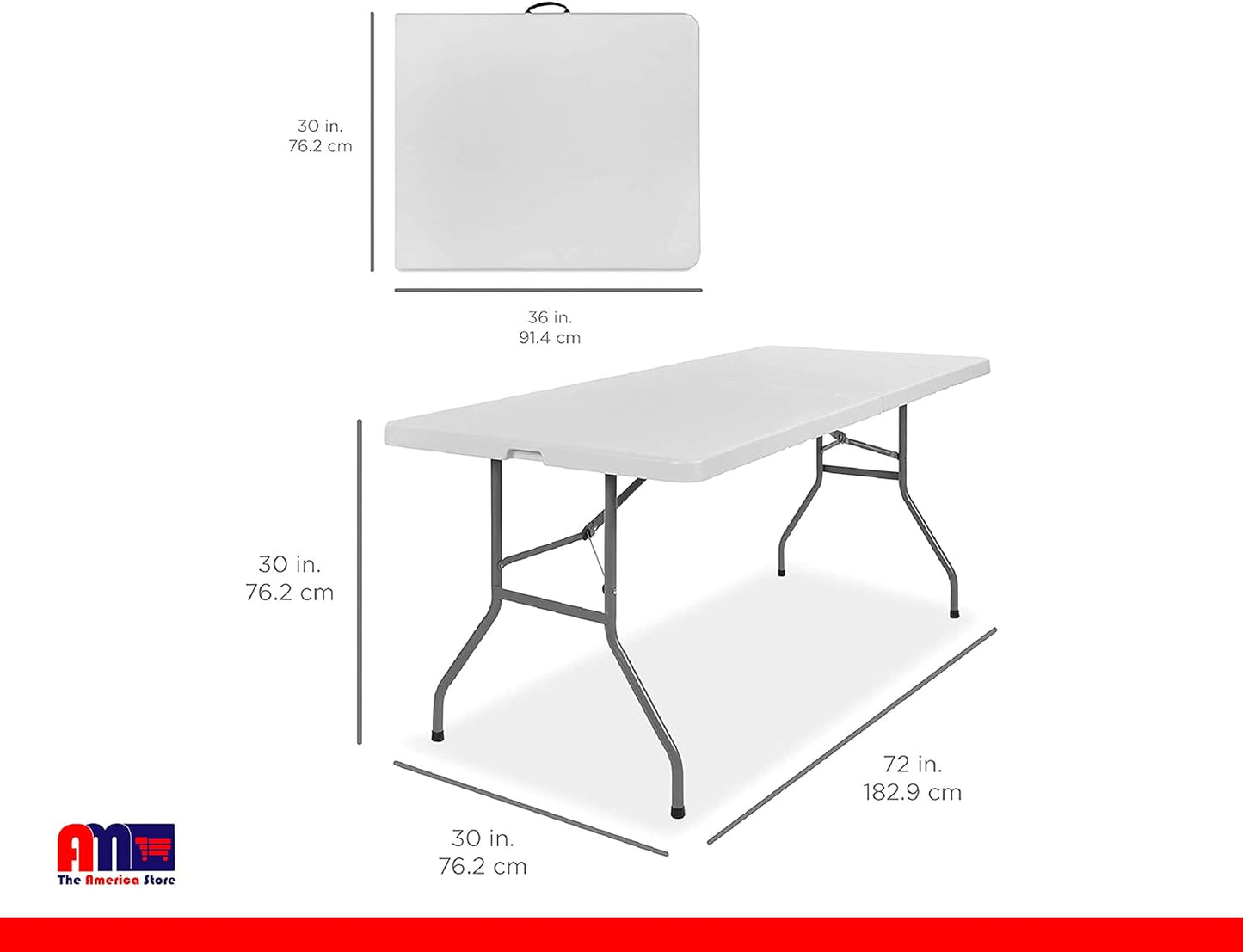 Plastic Folding Table, Indoor Outdoor Heavy Duty Portable w/Handle, Lock for Picnic, Party, Camping (White, 6FT) - Retail $85