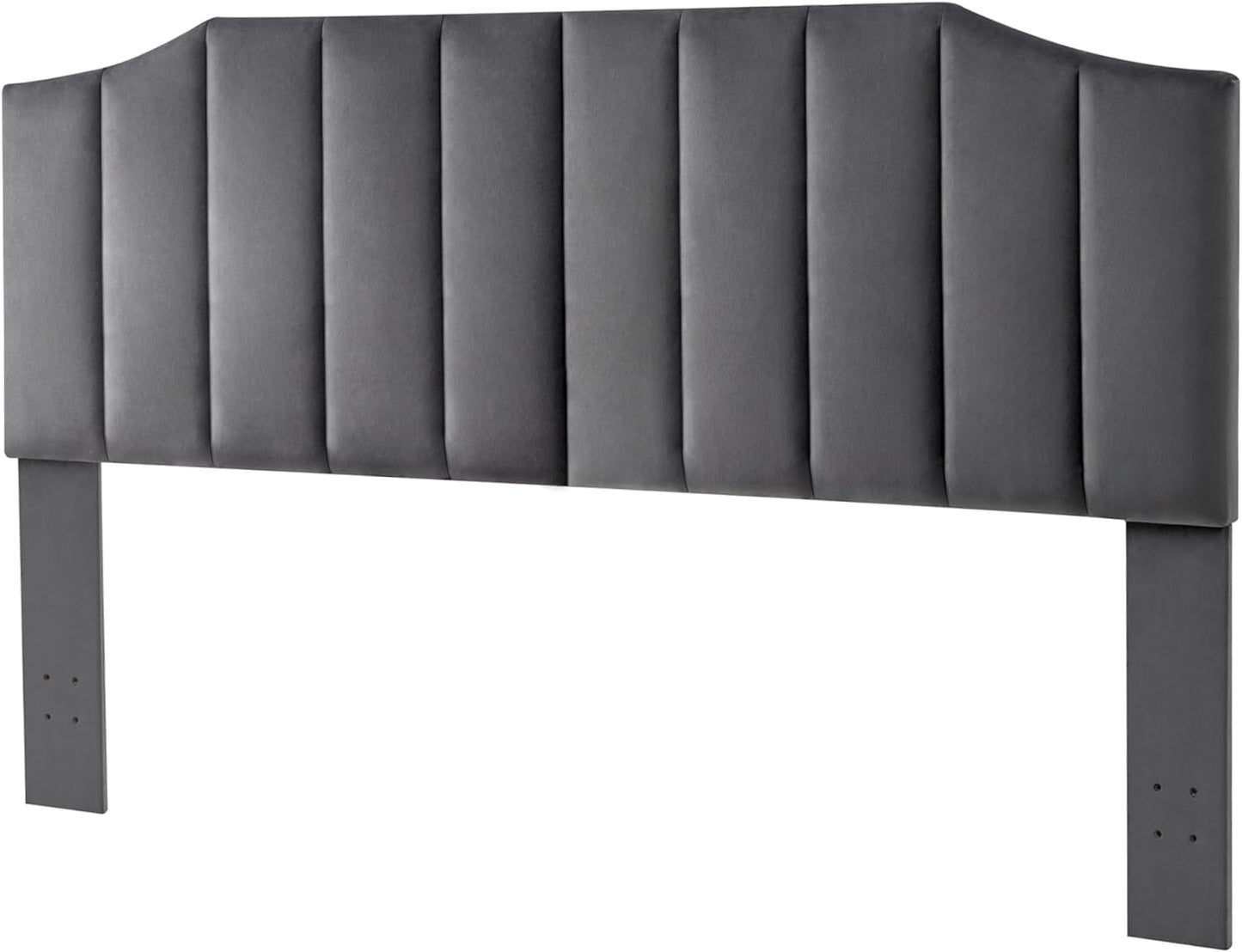 NEW - Befurtori KING/CAL KING Velvet Upholstered Headboard, Tufted Headboard for King/Cal King Bed, Modern Vertical Channel Design with Curved Tufted Solid Wood Head Board and Luxury Soft Padded, Dark Gray - Retail $160