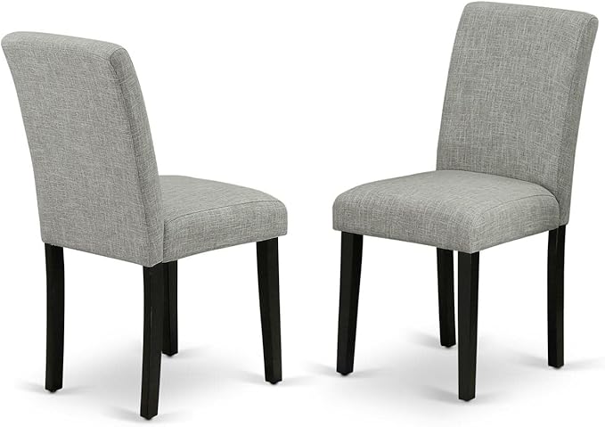 NEW - East West Furniture DLAB5-BLK-06 5 Piece Dinette Set for 4 Includes a Round Dining Room Table with Dropleaf and 4 Shitake Linen Fabric Parsons Dining Chairs, 42x42 Inch, Black - Retail $372