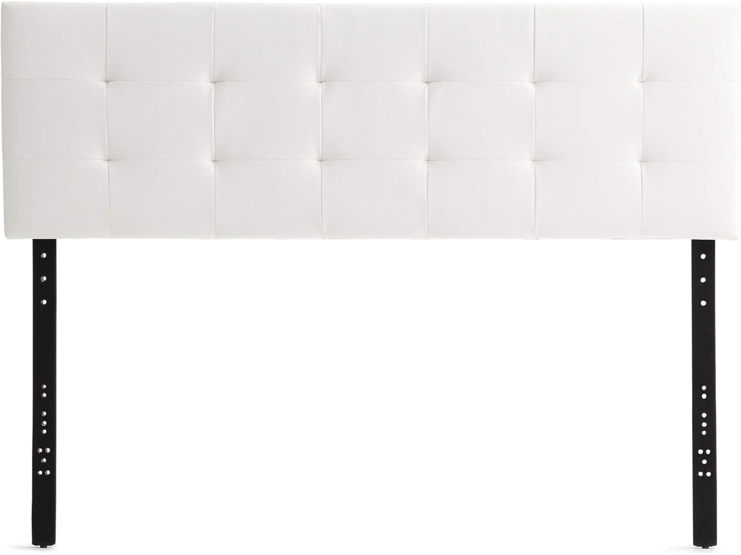 Edenbrook Hawthorne Faux Leather Headboard - Modern -Adjustable Height - Buttonless Tufting, Queen, White - Retail $99