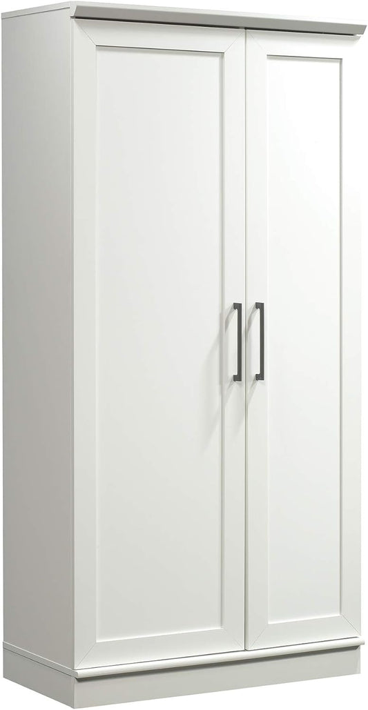 NEW W/Dmg - Sauder HomePlus Storage Pantry cabinets, L: 35.35" x W: 17.09" x H: 71.22", Soft White finish - Retail $242