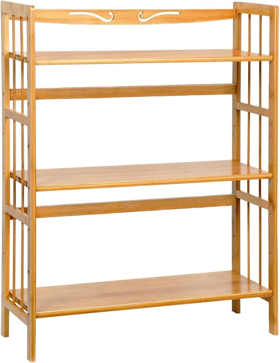 C&AHOME Bamboo Shelf, 3-Tier Bookshelf Bookcase, Free-Standing Storage Shelf, Plant Flower Stand, Max Load 35LBS Per Shelf, Utility Shelf Rack for Living Room Bathroom Kitchen Home Natural - Retail $59