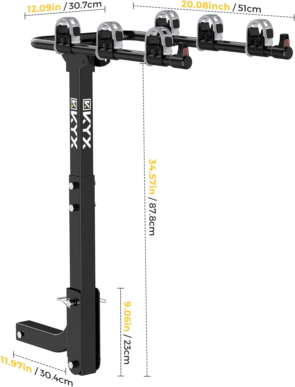 NEW - Bike Car Rack with 2 in. Receiver Hitch for 3 Bicycles, Hitch Mount Bike Rack with 143LBS Capacity Steel Frame, Foldable and Tilt-Away Modes for Car SUV Truck Vans, Easy Assembly, Safe Locking, Grey - Retail $94