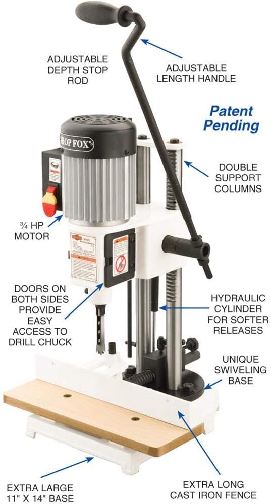 NEW - Shop Fox W1671 3/4 HP Heavy-duty Mortising Machine - Retail $530