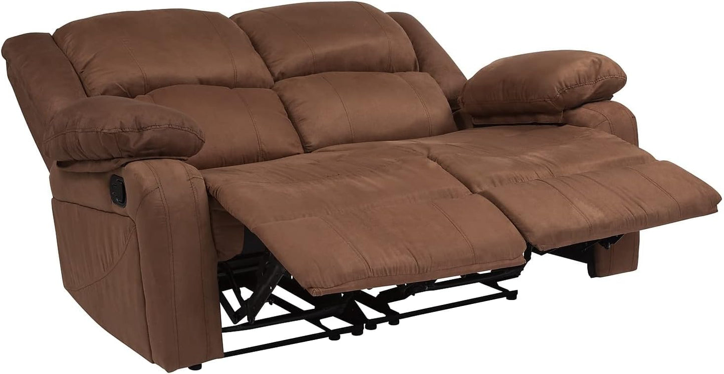 Flash Furniture Harmony Series Chocolate Brown Microfiber Loveseat with Two Built-In Recliners - Retail $599