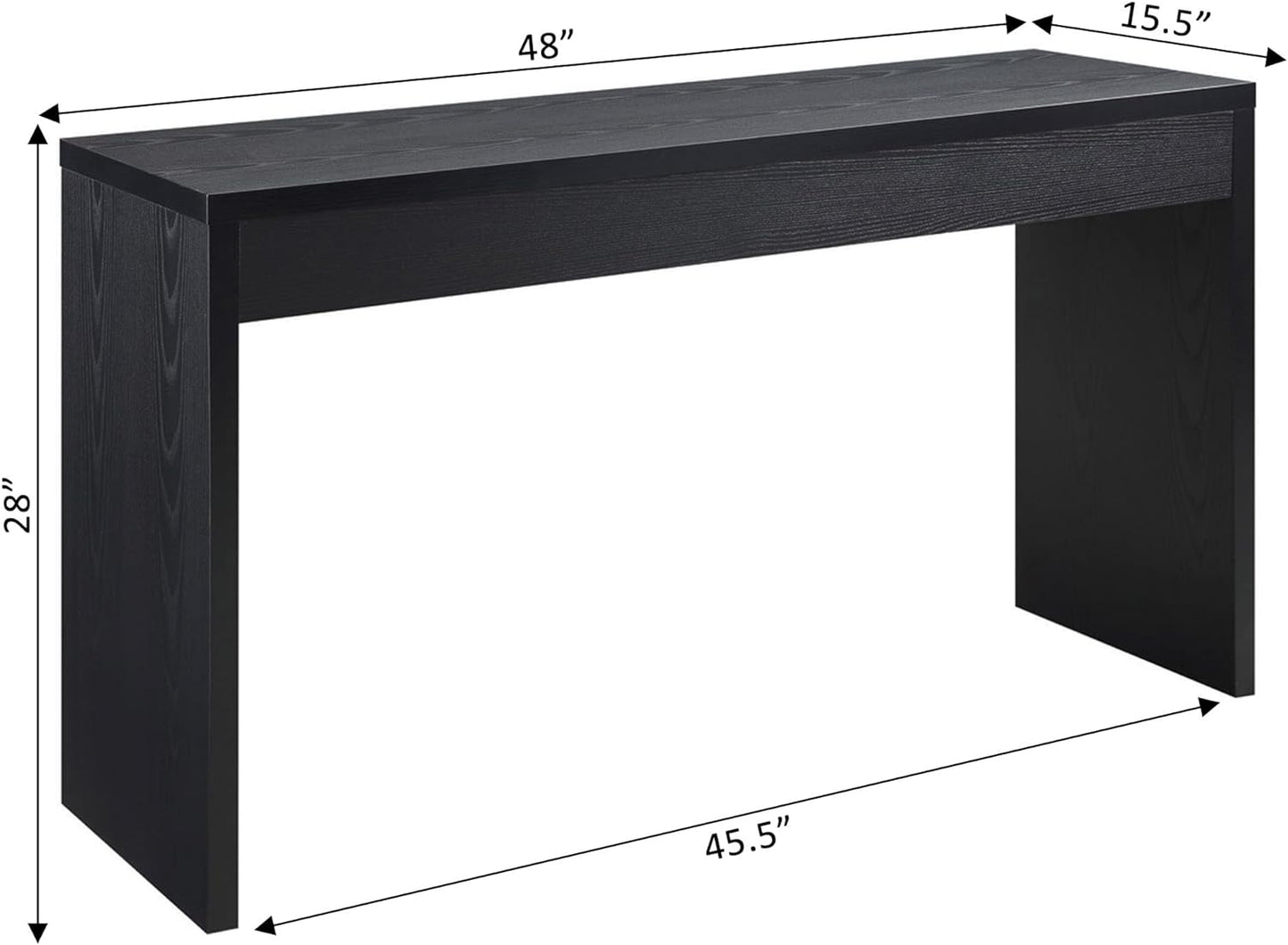 NEW - Convenience Concepts Northfield Hall Console Desk Table, 48(L) x 15.5(W) x 28"(H), Black - Retail $76