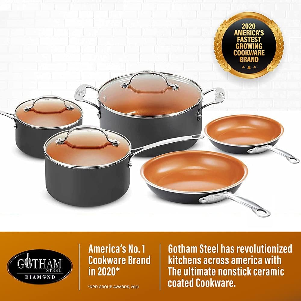 Costco - Gotham Steel Pro 8 Piece Hard Anodized Cookware Set - Retail $99