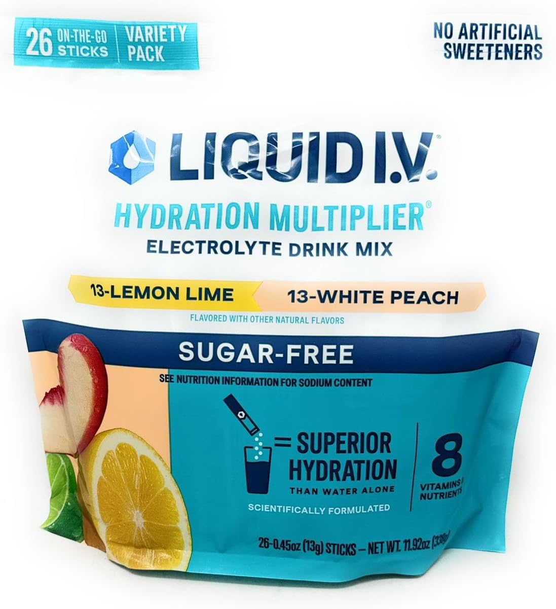 Liquid I.V. Sugarfree Hydration Multiplier Lemon Lime & White Peach - 26 Sticks