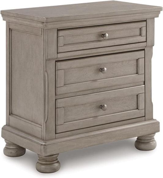NEW w/ minor dmg - Signature Design by Ashley Lettner Modern Traditional 2 Drawer Nightstand, Light Gray - Retail $299