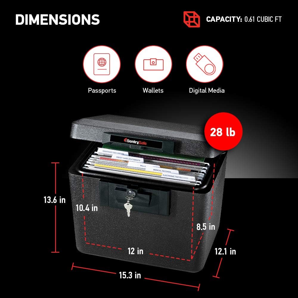 SentrySafe 1170 Fire File Box, Black - Retail $54