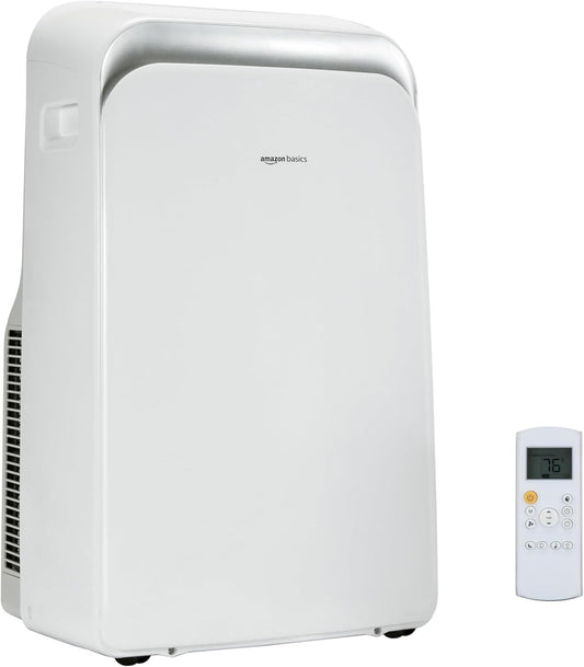 Amazon Basics 4-In-1 Portable AC (Air Conditioner), with Cool/Heat/Dry (Dehumidifier)/Fan-Only Functions, Auto Mode, Sleep Mode, Timer, Cools 550 Sqf, 13,000 BTU (ASHARE)/10000 BTU (SACC), White