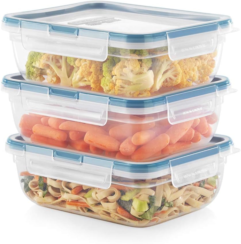 Snapware Total Solution 6-Pc Plastic Food Storage Containers Set with Lids, 8.5-Cup Rectangle Meal Prep Container, Non-Toxic, BPA-Free with 4 Locking Tabs, Microwave, Dishwasher, and Freezer Safe - Retail $23