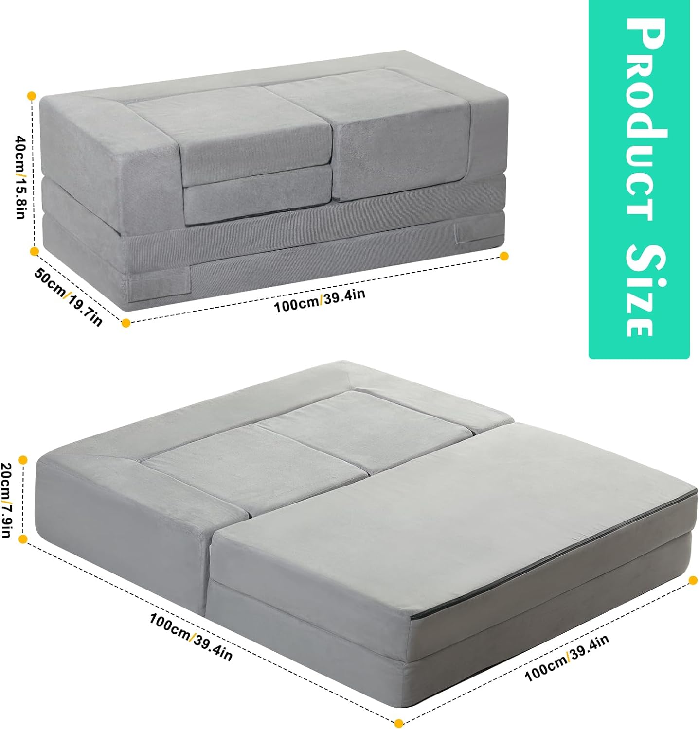 NEW - Kids Couch,4-Piece Fold Out Toddler Play Couch,Floor Sofa Imaginative Furniture Play Set for Bedroom Playroom,Convertible Folding Kids Sofa for Creative Kids(Grey) - Retail $105