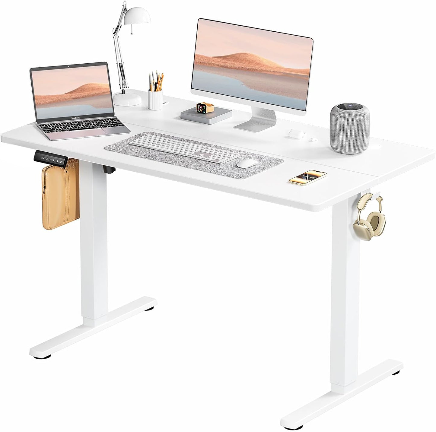 NEW - SMUG Standing Desk, Adjustable Height Electric Sit Stand Up Down Computer Table, 48x24 Inch Ergonomic Rising Desks for Work Office Home, Modern Lift Motorized Gaming Desktop Workstation, White - Retail $99