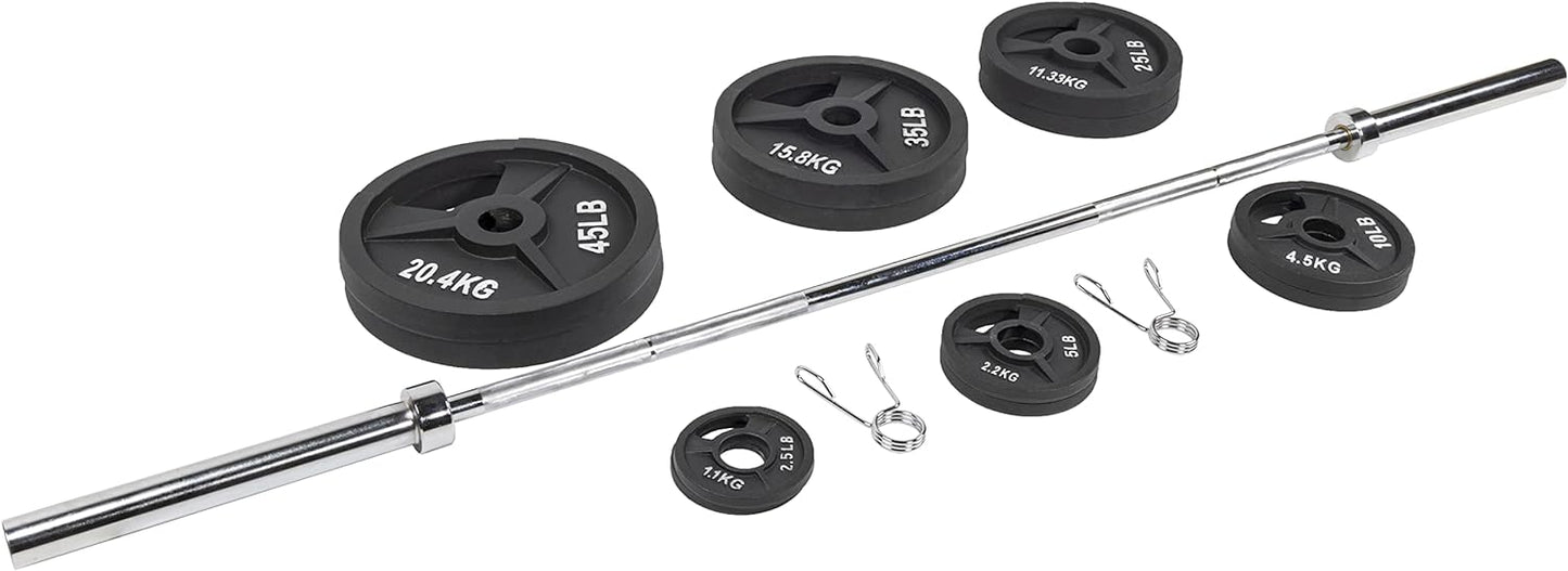 NEW - BalanceFrom Cast Iron Olympic Weight Including 7FT Olympic Barbell, 300-Pound Set, Multiple Packages - Retail $610