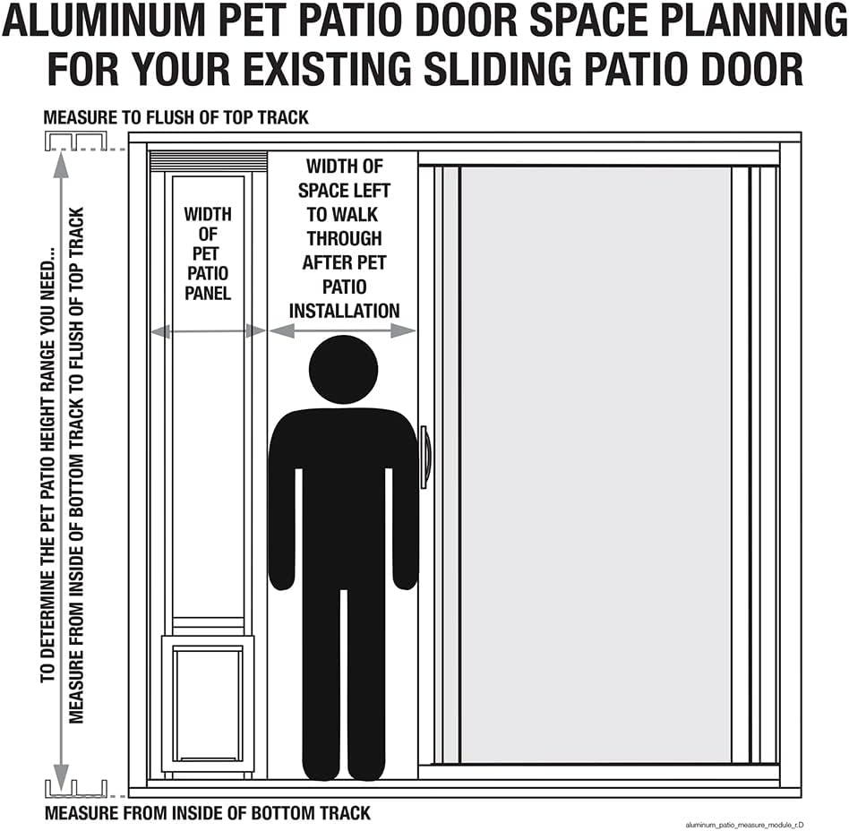 Ideal Pet Products Aluminum Pet Patio Door, Adjustable Height 77-5/8" To 80-3/8", 5" x 7" Flap Size, White