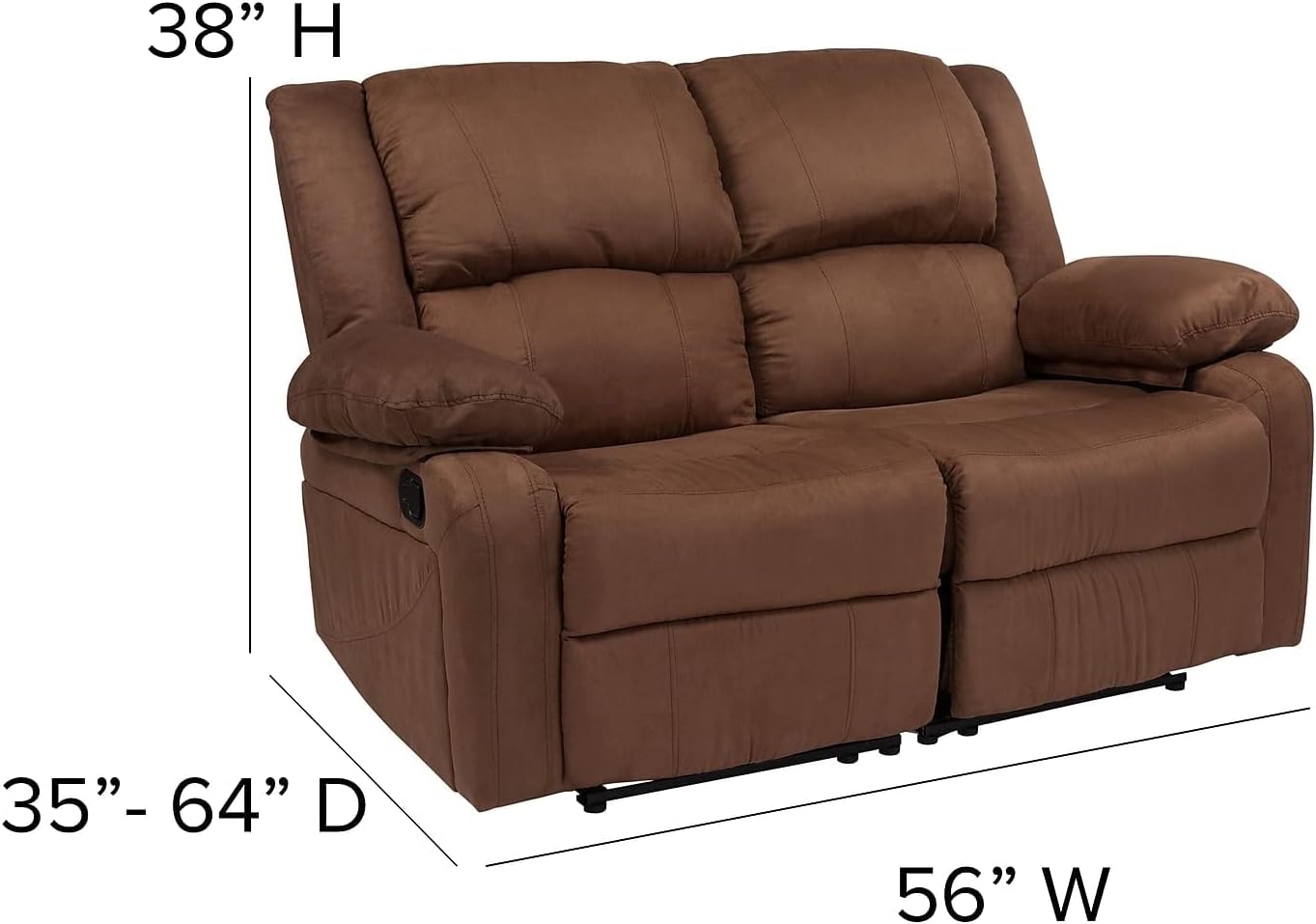 Flash Furniture Harmony Series Chocolate Brown Microfiber Loveseat with Two Built-In Recliners - Retail $599