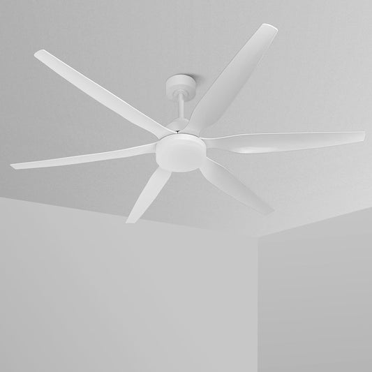 VACILL 65 inch Large Ceiling Fan with Light and Remote,6 Blades,Noiseless DC Motor,LED Light Dimmable,6 Speed Levels,White - Retail $129