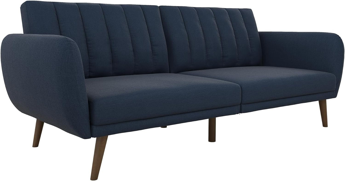 NEW - Novogratz Brittany Futon, Convertible Sofa & Couch, Blue Linen - Retail $298