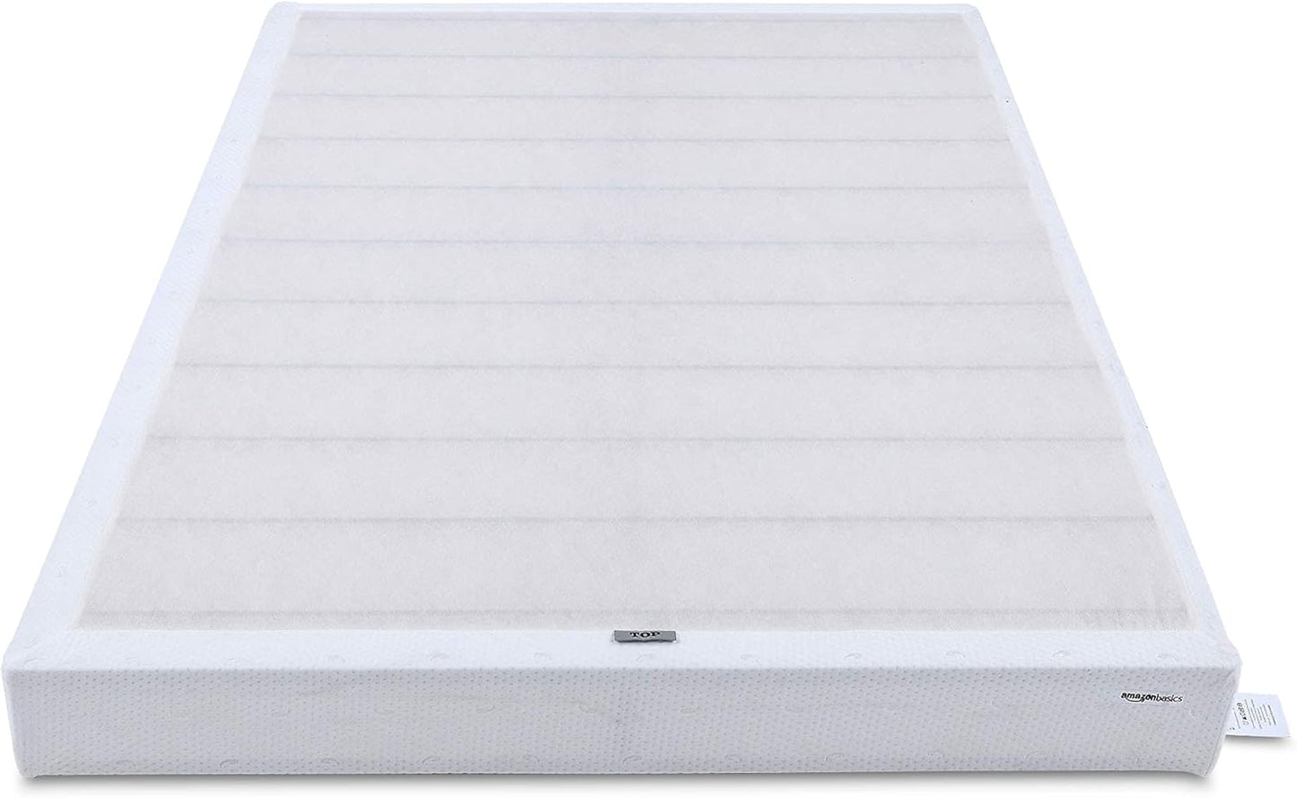 QUEEN Amazon Basics Smart Box Spring Bed Base, 5 Inch Mattress Foundation, Tool-Free Easy Assembly, Queen, White - Retail $116