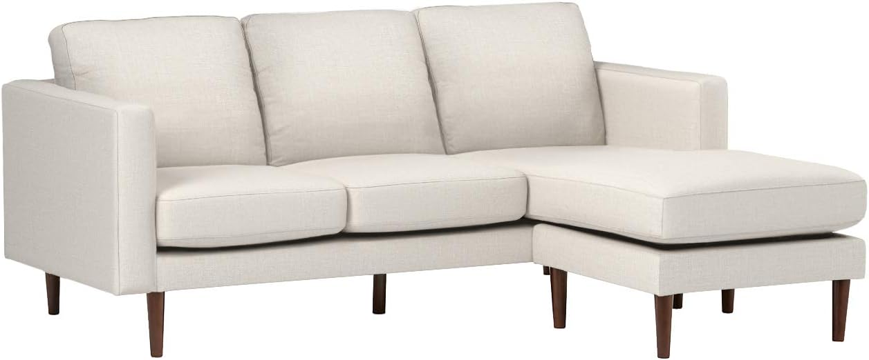 NEW - Rivet Revolve Modern Upholstered Sectional, Reversible Chaise, 80"W, Linen - Retail $1226