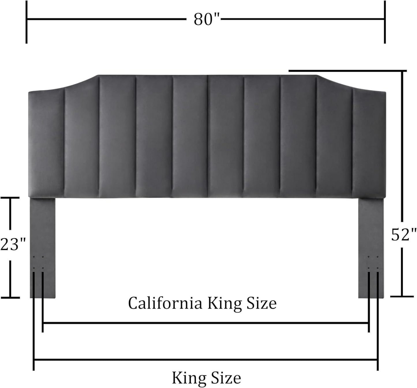 NEW - Befurtori KING/CAL KING Velvet Upholstered Headboard, Tufted Headboard for King/Cal King Bed, Modern Vertical Channel Design with Curved Tufted Solid Wood Head Board and Luxury Soft Padded, Dark Gray - Retail $160