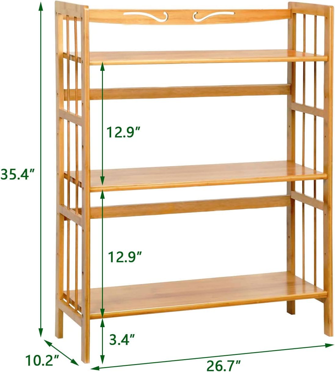 C&AHOME Bamboo Shelf, 3-Tier Bookshelf Bookcase, Free-Standing Storage Shelf, Plant Flower Stand, Max Load 35LBS Per Shelf, Utility Shelf Rack for Living Room Bathroom Kitchen Home Natural - Retail $59