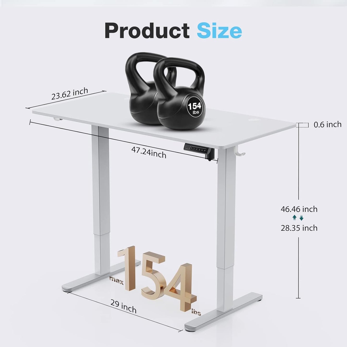 Sweetcrispy Electric Standing Desk, 48 x 24in Adjustable Height Electric Stand up Desk Standing Computer Desk Home Office Desk Ergonomic Workstation with 3 Memory Controller, White - Retail $174