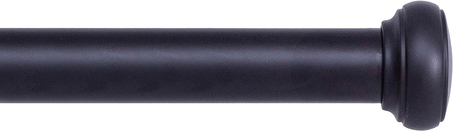 NEW - Kenney KN90001 Weaver Cap End Indoor/Outdoor Rust-Resistant Curtain Rod, 72-144" Adjustable Length, Black Finish, 1" Diameter Steel Tube - Retail $29