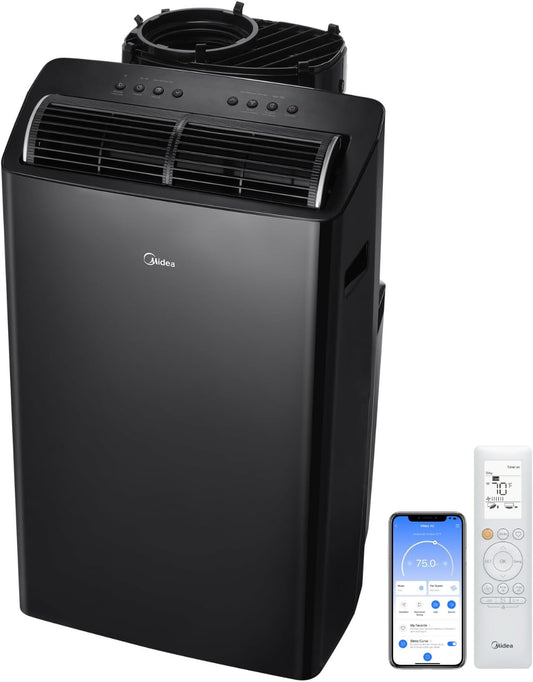 NEW - Midea Duo 14,000 BTU (12,000 BTU SACC) High Efficiency Inverter Ultra Quiet Portable Air Conditioner,with Heat up to 550 Sq. Ft., Works with Alexa/Google Assistant, with Remote Control & Window Kit - Retail $699