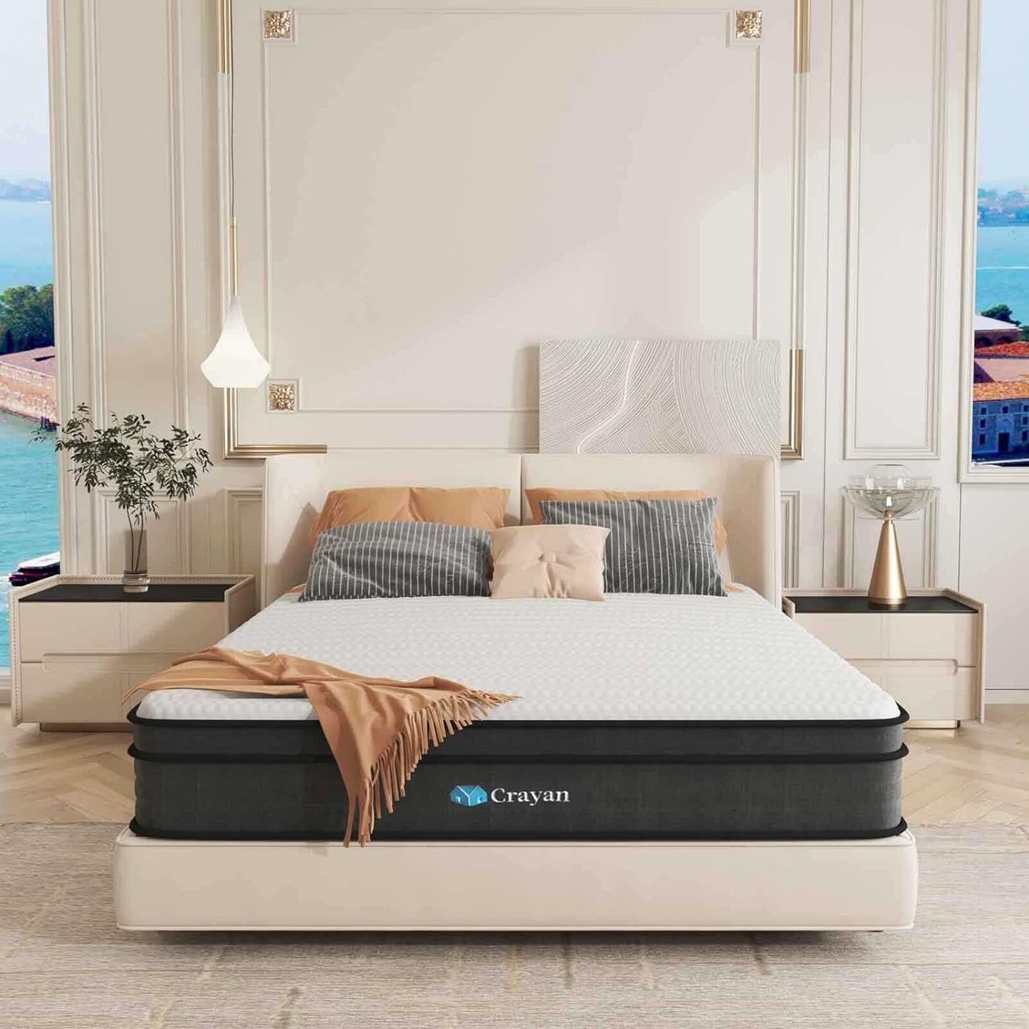 NEW - Crayan KING Mattress, 12 Inch Memory Foam, Innerspring Hybrid, CertiPUR-US - Retail $233