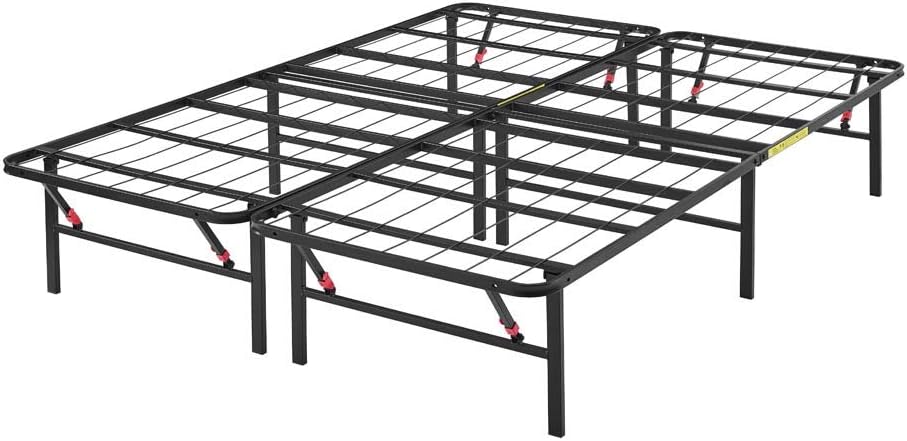 Amazon Basics Foldable Metal Platform Bed Frame with Tool Free Setup, 14 Inches High, Sturdy Steel Frame, No Box Spring Needed, Queen, Black - Retail $89