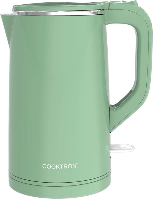 COOKTRON 1.7L Electric Kettle Quiet, Double Wall Hot Water Boiler BPA-Free, Quiet Boil and Cool Touch Tea Kettle - Retail $36