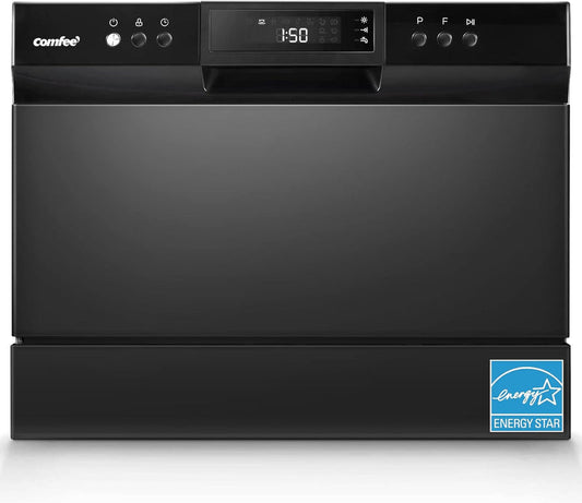 Dent - COMFEE Portable Mini Dishwasher, Energy Star, Countertop, 6 Place Settings, with 8 Washing Programs, Speed, Baby-Care, ECO& Glass, Dish Washer for Dorm, RV & Apartment