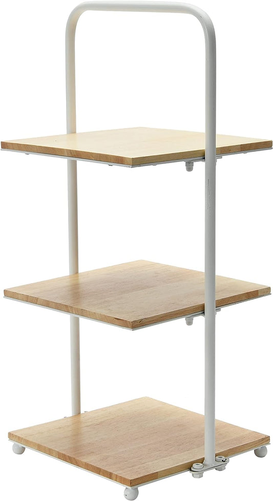 Creative Co-Op Modern Decorative 3 Shelves Solid Wood Kitchen Coffee or Tea Station and Plant Holder, White Tiered Tray - Retail $27