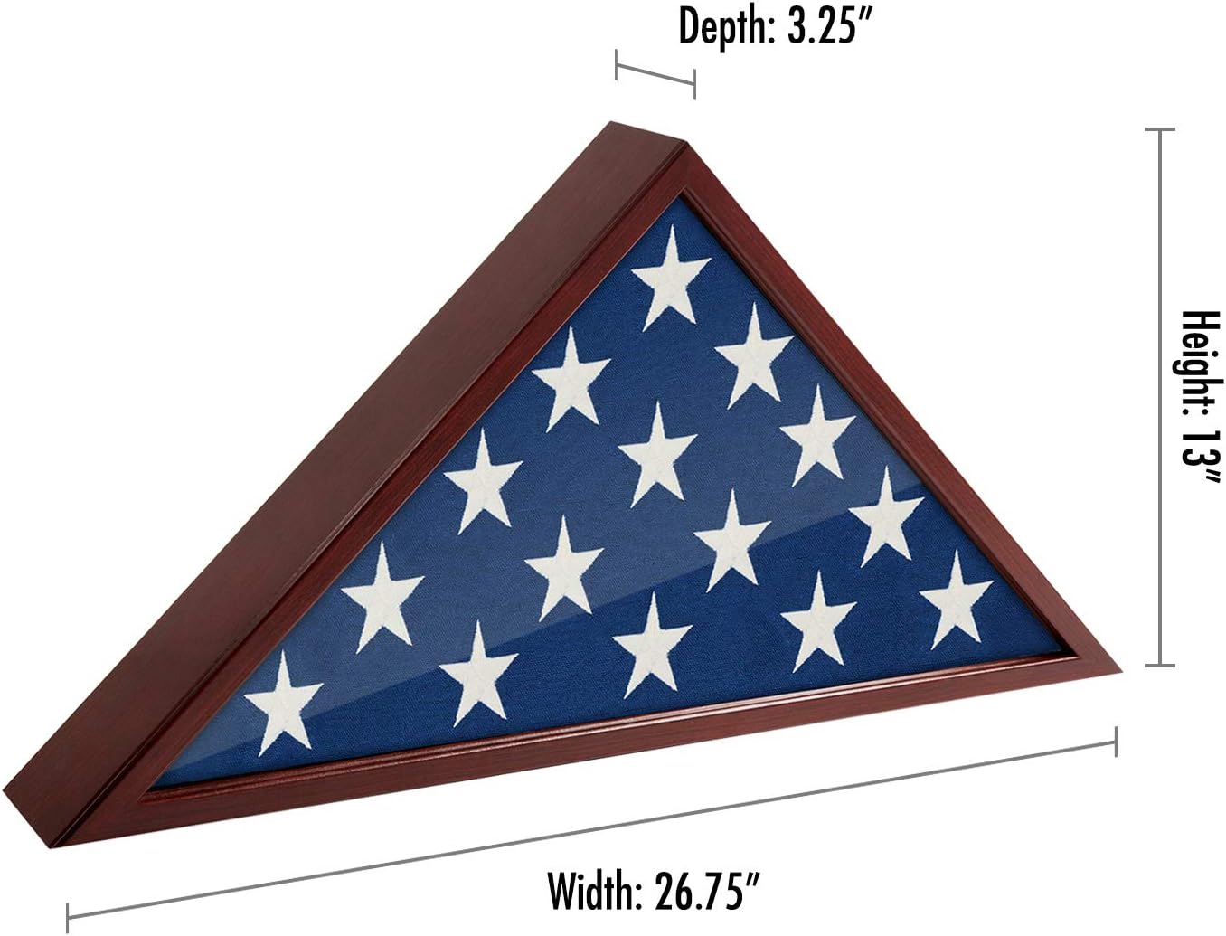 Americanflat Large Flag Display Case for Burial Flag in Mahogany - Fits a Folded 5x9.5 Flag - Military Flag Case - Flag Box Display Case with Wall Mount and Polished Plexiglass Front - Retail $29