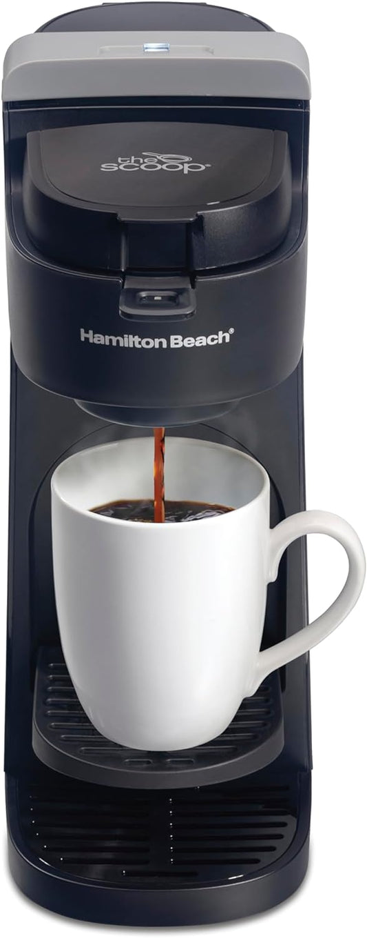 Hamilton Beach The Scoop Single Serve Coffee Maker & Fast Grounds Brewer for 8-14oz. Cups, Brews in Minutes, Black (47620), Next Gen - Retail $39