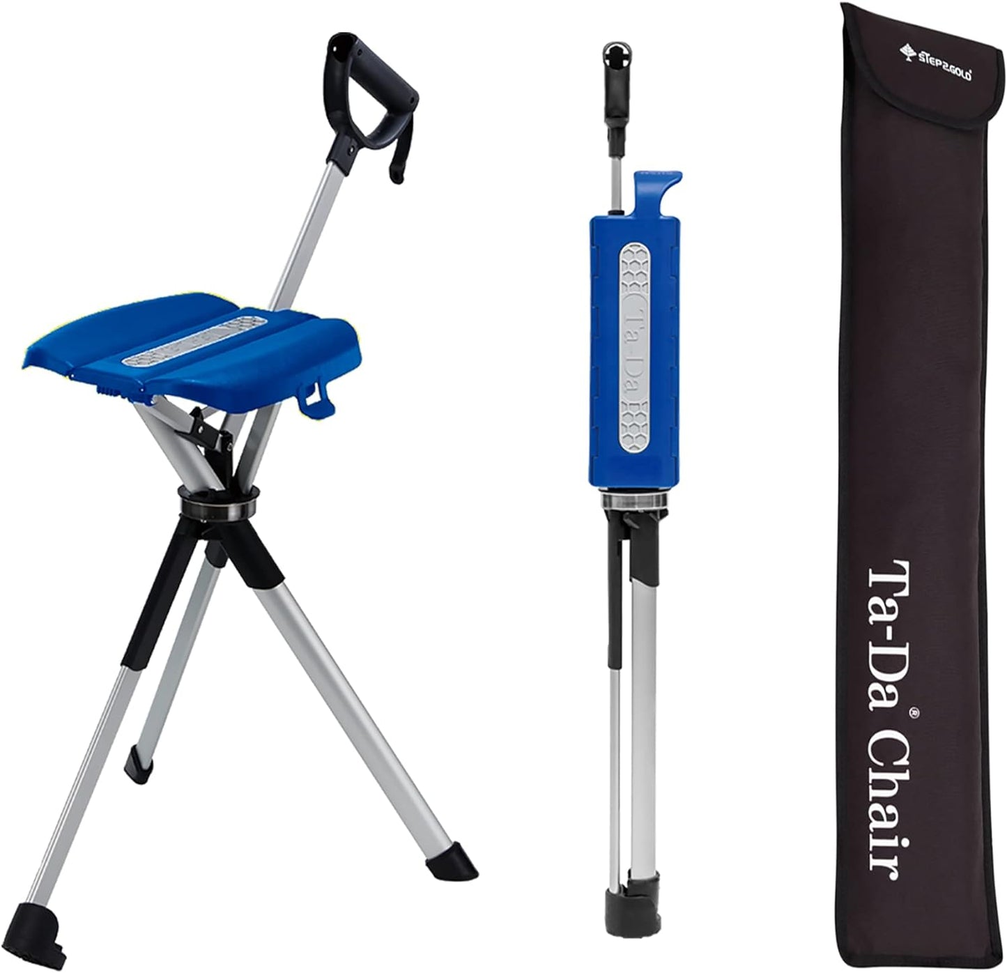 Ta-Da Chair Series 2- Portable Walking Stick, Cane with Seat, Foldable Chair, Hiking Stick, for Camping, Hiking, Lightweight Aluminum, Easy Carry, Anti-Slip - Retail $139