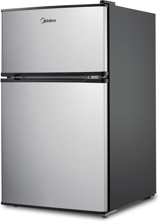 NEW - Midea WHD-113FSS1 Compact Refrigerator, 3.1 cu ft, Stainless Steel - Retail $259