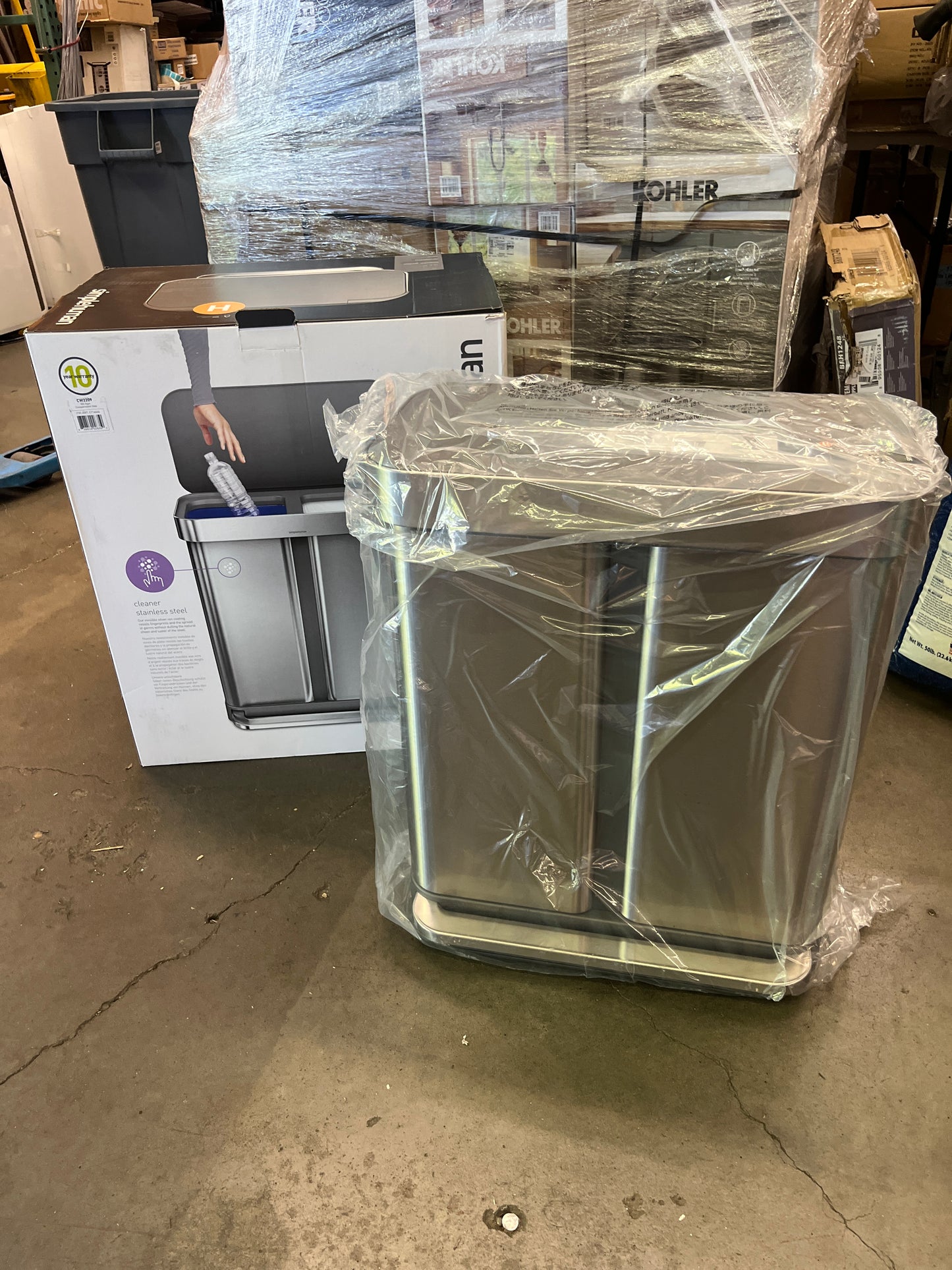 SIMPLEHUMAN 58L DUAL STEP - Retail $99