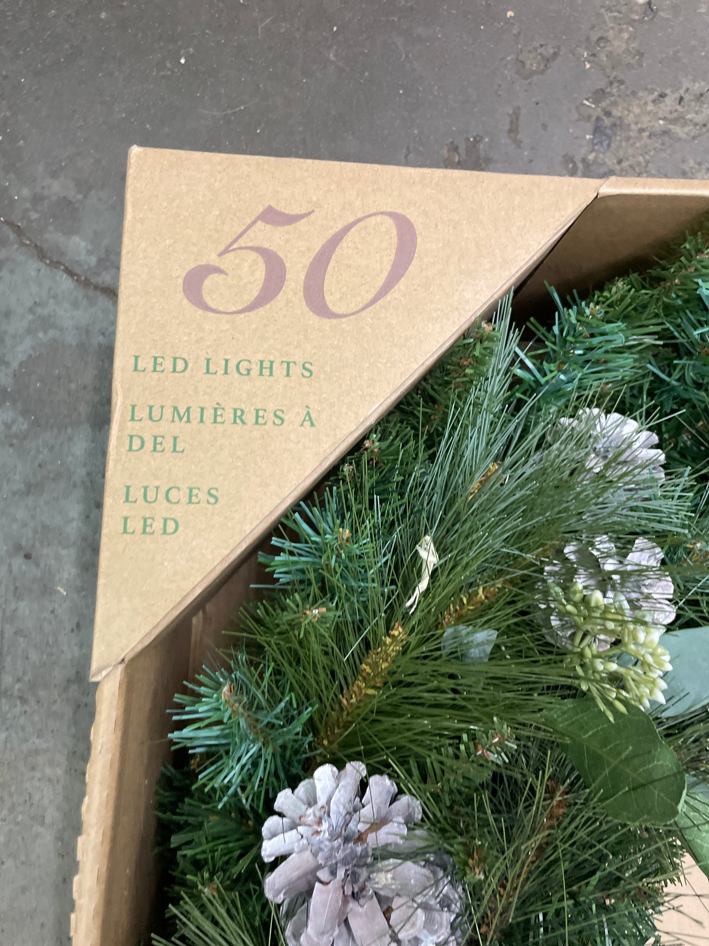 Costco - 32" LED Mixed Greenery Wreath - Retail $49