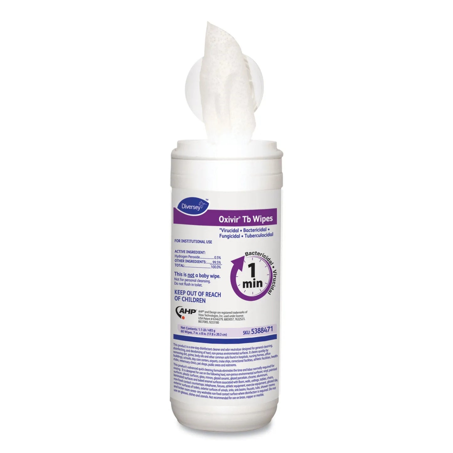 Oxivir® TB Disinfectant Wipes, 60 Wipes, 12 Canisters (DVO5388471) - Retail $90