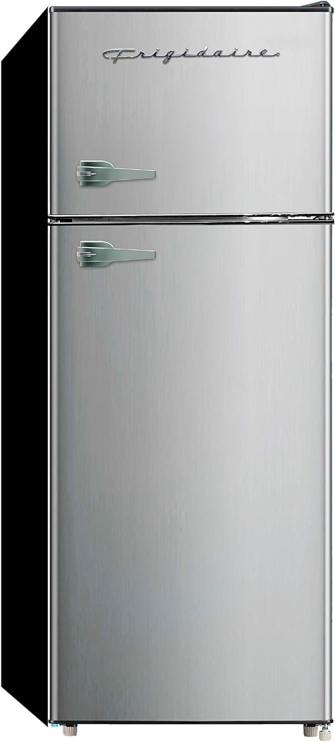 Like NEW - Frigidaire EFR751, 2 Door Apartment Size Refrigerator with Freezer, 7.5 cu ft, Platinum Series, Stainless Steel