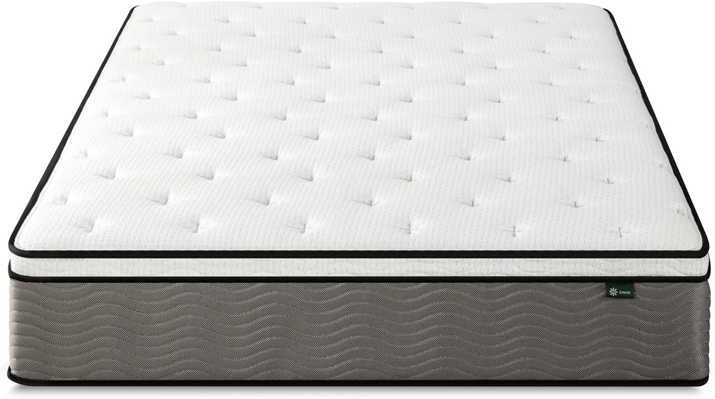 NEW - ZINUS TWIN 12 Inch Support Plus Pocket Spring Hybrid Mattress, Extra Firm Fee - Retail $235